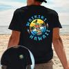 Waikiki Hawaii Tiki Totem Print Double-Sided Graphic Tee Men's Casual Short Sleeve Cotton T-Shi