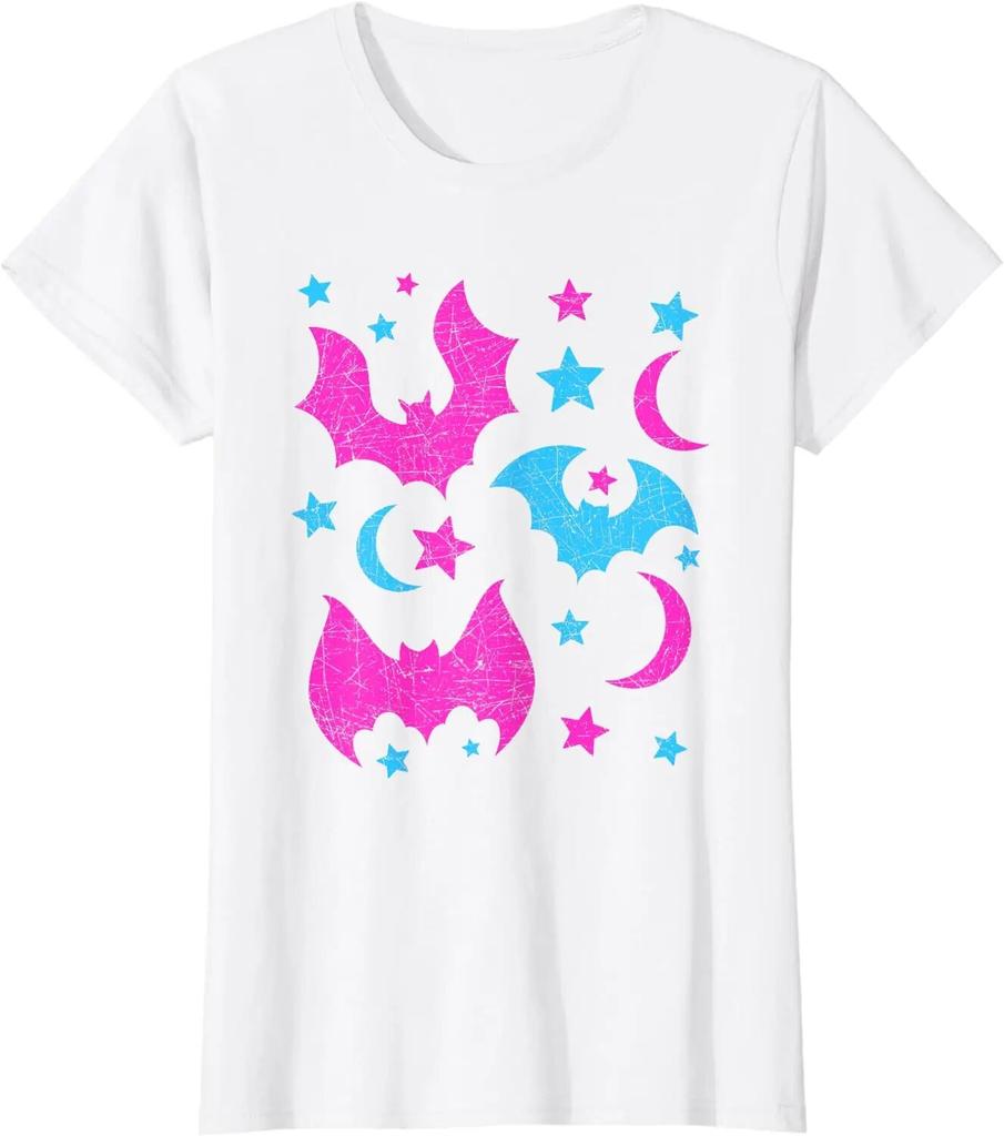 Colorful Bats Cute Animal Lover Halloween Women Girls Kids Gift Idea Bat T-Shirt Casual Cotton Daily Four Seasons Tees T Shirt