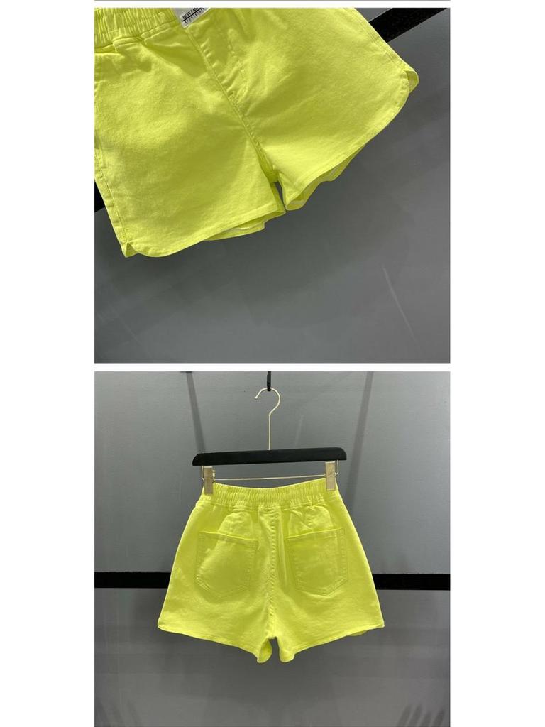 ZZ Women's Plus Size Candy Color Elastic Waist Loose A-Line Shorts