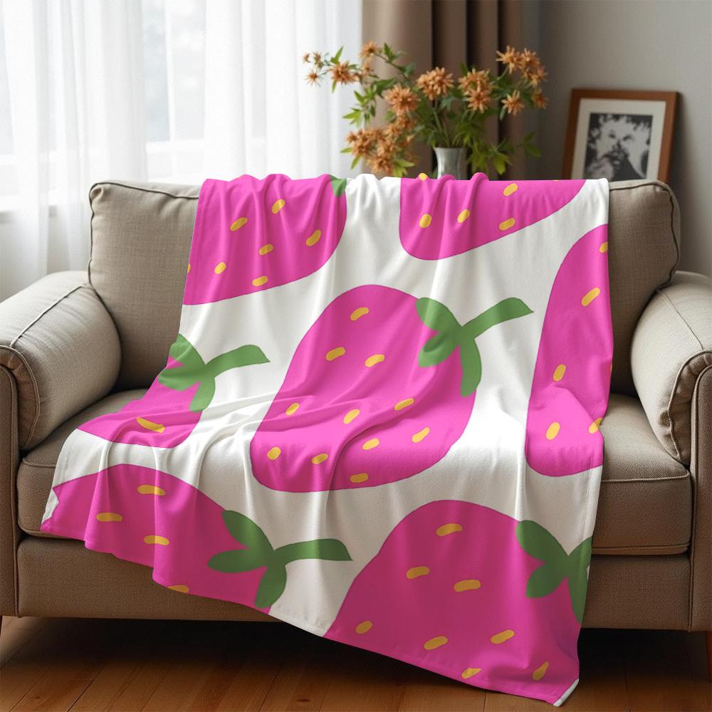 Cartoon Rosa Erdbeere Cartoon Anime Druck Flanelldecke Weich Warm Überwurf für Kinder Schlafzimmer Sofa Weihnachten Büro Auto