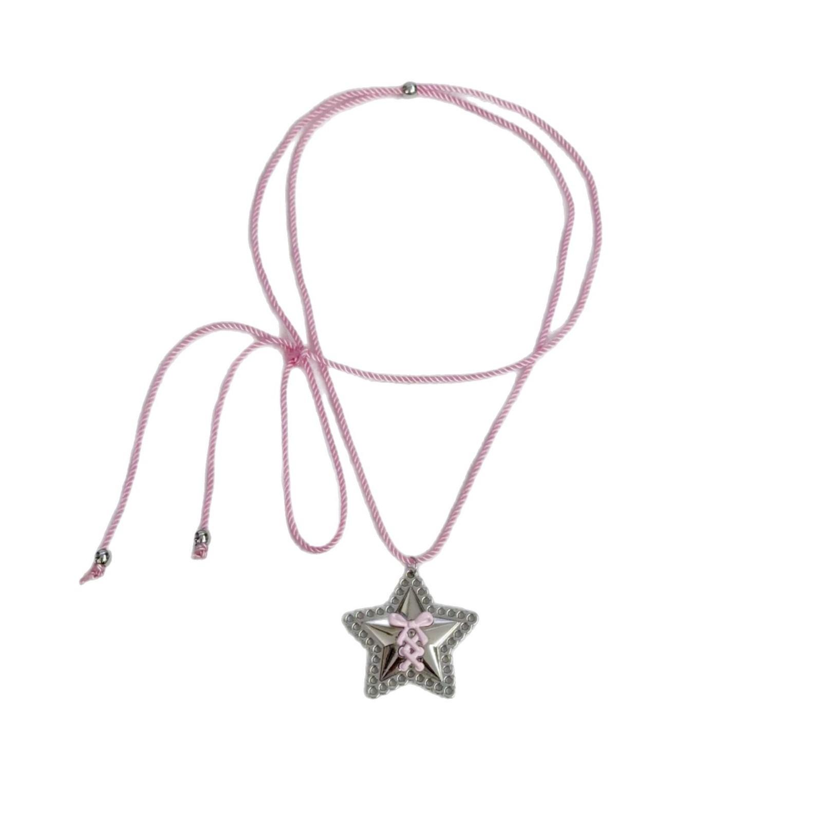 

Ожерелье с подвеской в виде звезды для женщин, индивидуальный ремешок, бант, пятиконечная звезда, ключичная цепочка