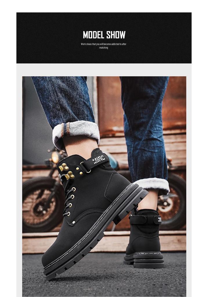 Men's Waterproof High-Top Leather Martin Boots, 2024 New Style Spring & Autumn Shoes for Men and Boys, Unisex Design.