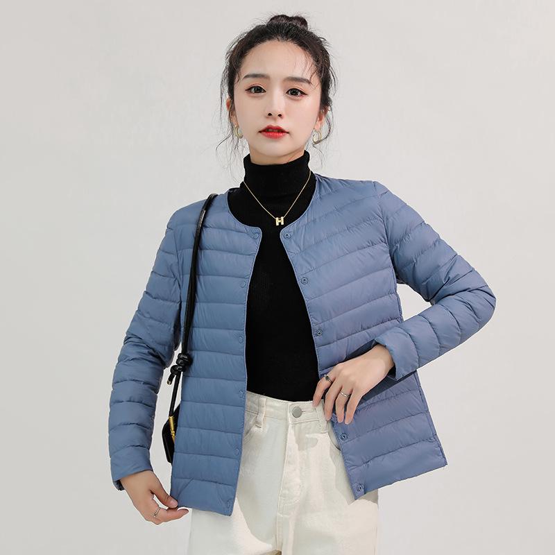Men's Lightweight Collarless Down Jacket - Autumn/Winter, Plus Size Round Neck White Duck Coat