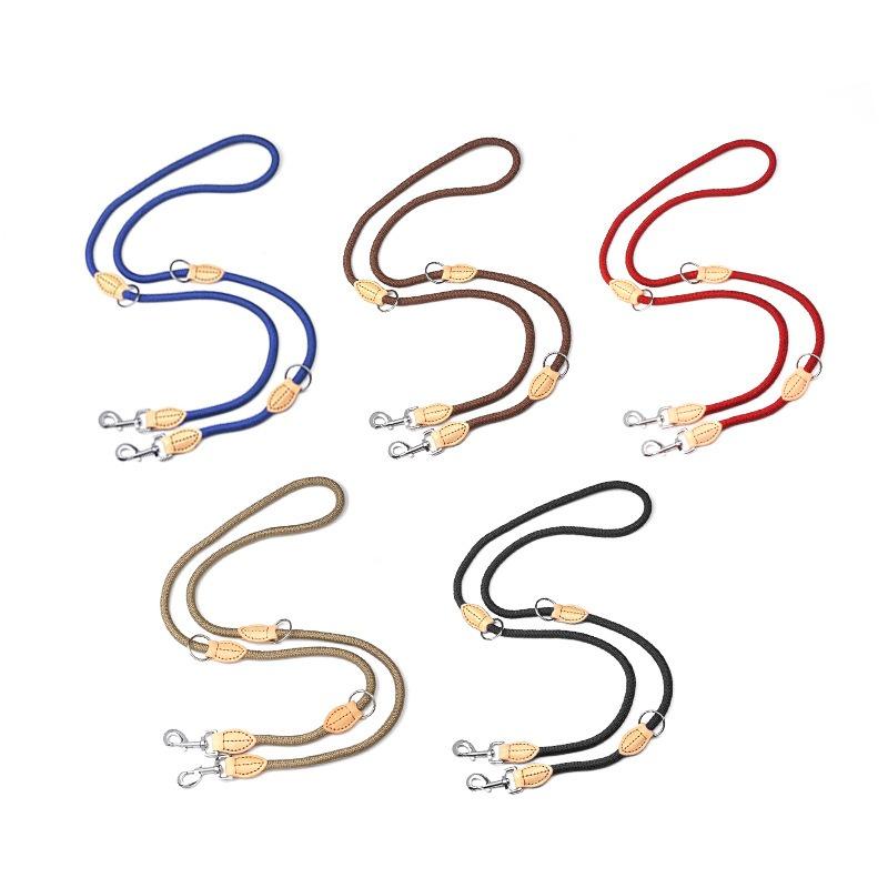Multifunkční oboustranné vodítko pro domácí mazlíčky, šité kožené vodítko pro psy, nastavitelná velikost, diagonální křížové vodítko pro psy
