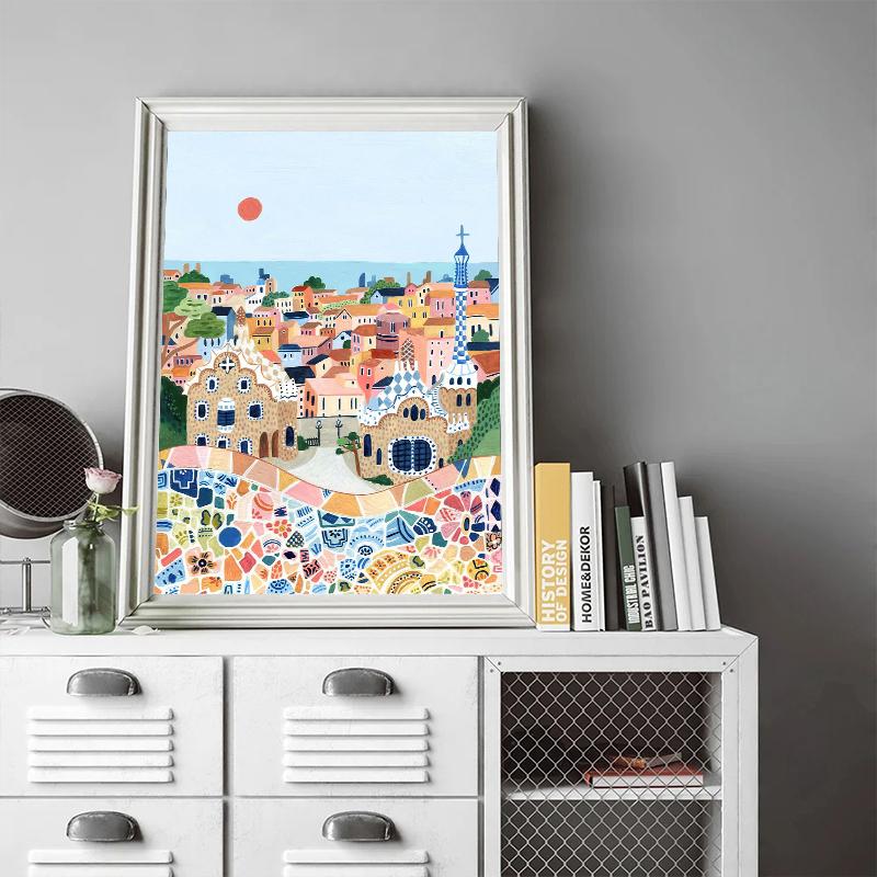 World Travel City Landscape Poster Print Greece Italy Florence Paris France Canvas Painting Wall Art Picture for Room Home Decor