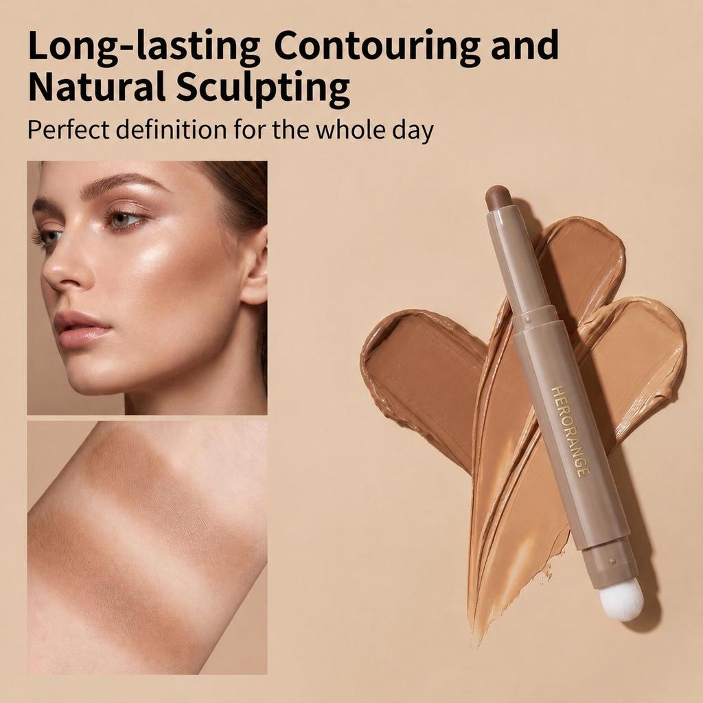 Smooth Texture Double-Ended Contour Pen: Waterproof, Easy To Blend, 3D Shadow and Highlight Stick