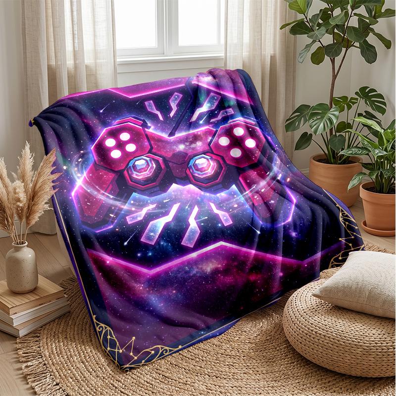 

Cosmic Gamepad Design blanket Personalized Name Flannel Blanket Soft Cozy Plush Throw for Sofa Bed Lightweight Home Decor 75x90cm