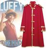 Luffy Piece One Reallife Movie Cosplay Costume Red Cape Halloween Role Playing