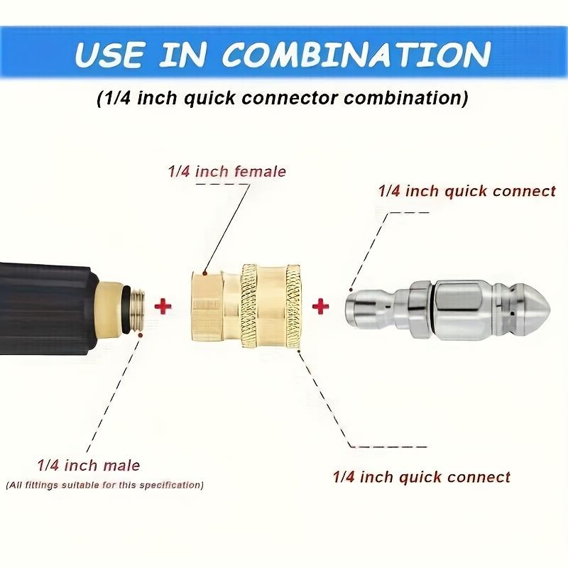 2-piece cleaning machine drain nozzle set, sewage nozzle combination, 1/4 inch high-pressure cleaning machine drain nozzle