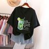Kurzärmeliges T-Shirt für Damen Große Größe Lockeres und Schlankmachendes Design Nische Reine Baumwolle V-Ausschnitt Oberteil, das den Bauch bedeckt