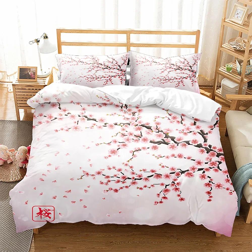 

3D Print Flowers Plants Soft Duvet Cover Set for Women Ten Girl Roupa De Cama King-Sized Dimensionsd Dimensions Beding Set Peach Blosom, Chery Blosom 100*200cm Single