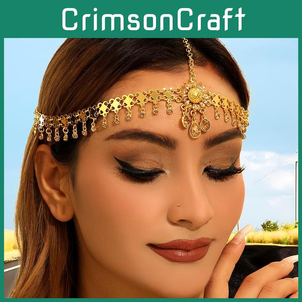 Oriental Inspired Gold Alloy Head Jewelry With Embedded Crystals For Womens Accessories
