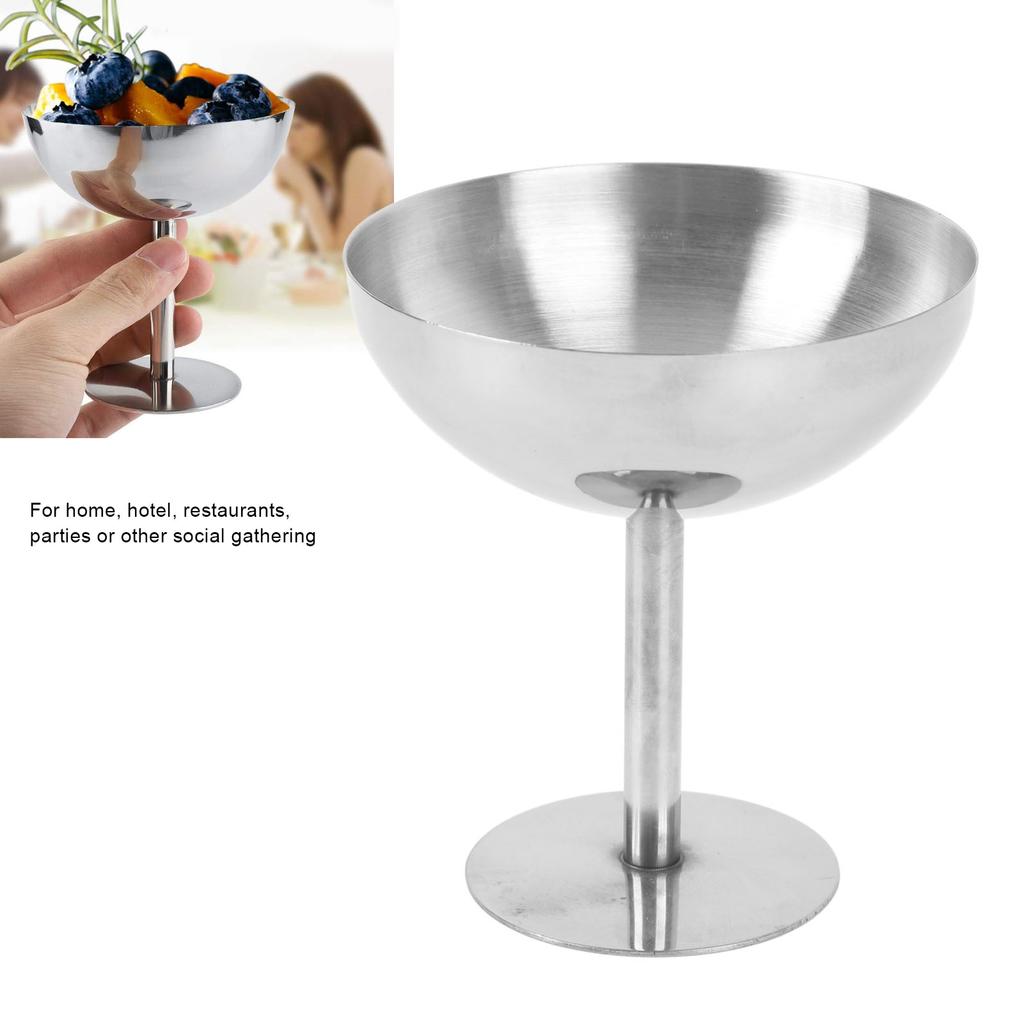 160ML Eisbecher 304 Edelstahl Dessertschale Spülmaschinenfest Runder Fußbecher für Salat Obst Pudding