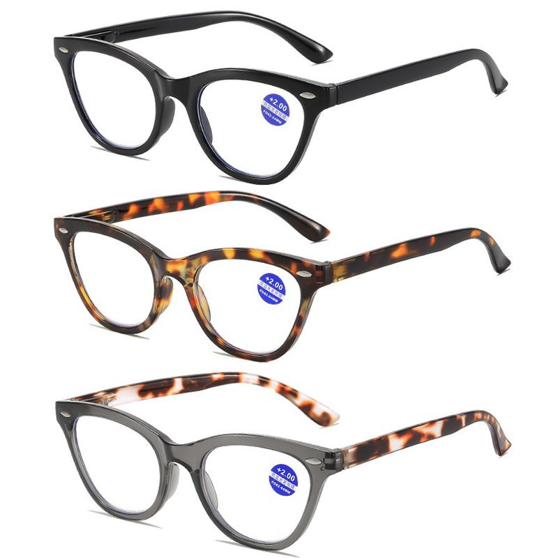3Pcs Anti-Blue Light Ladies Floral Reading Glasses Fashion Printing Presbyopia Eyeglasses Degree +1 +1.5 +2 +2.5 +3.0 +3.5 +4.0