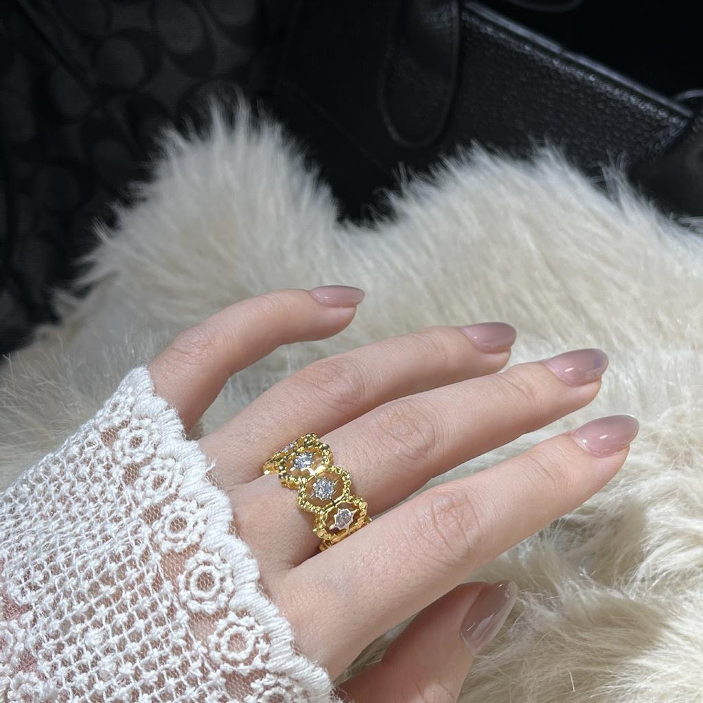 Versa Jewelry Italian Court Brushed Hollow Lace Open Ring Female Celebrity Index Finger