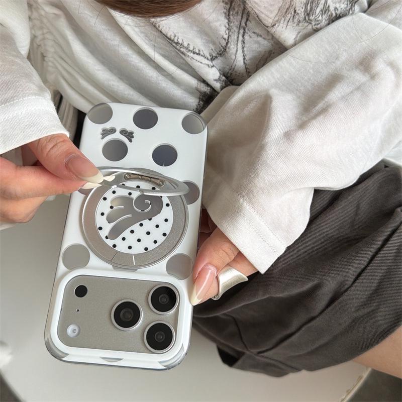 Stylish Polka Dot Rotating Stand Case for iPhone 17 Pro Max and Apple 16
