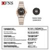 OFNS Women's Luxury Quartz Watch: Diamond-Inlaid Round Dial, Calendar, Waterproof, Luminous, Elegant Design.