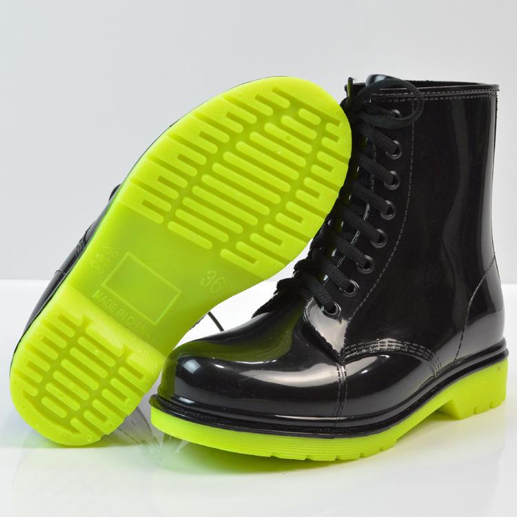 Módní Nové Holínky Teplé Módní Platforma Nazouvací Vodotěsné Motocyklové Kotníkové Boty Ploché Dámské Boty 763