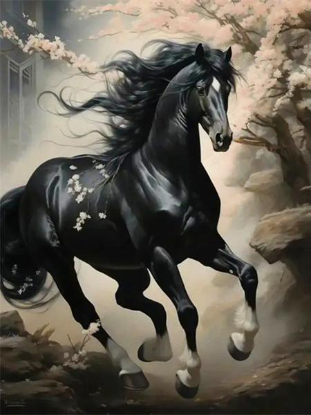 5D Diamond Painting New Arrivals Black Horse Full Round Embroidery Mosaic Animal Home Decor