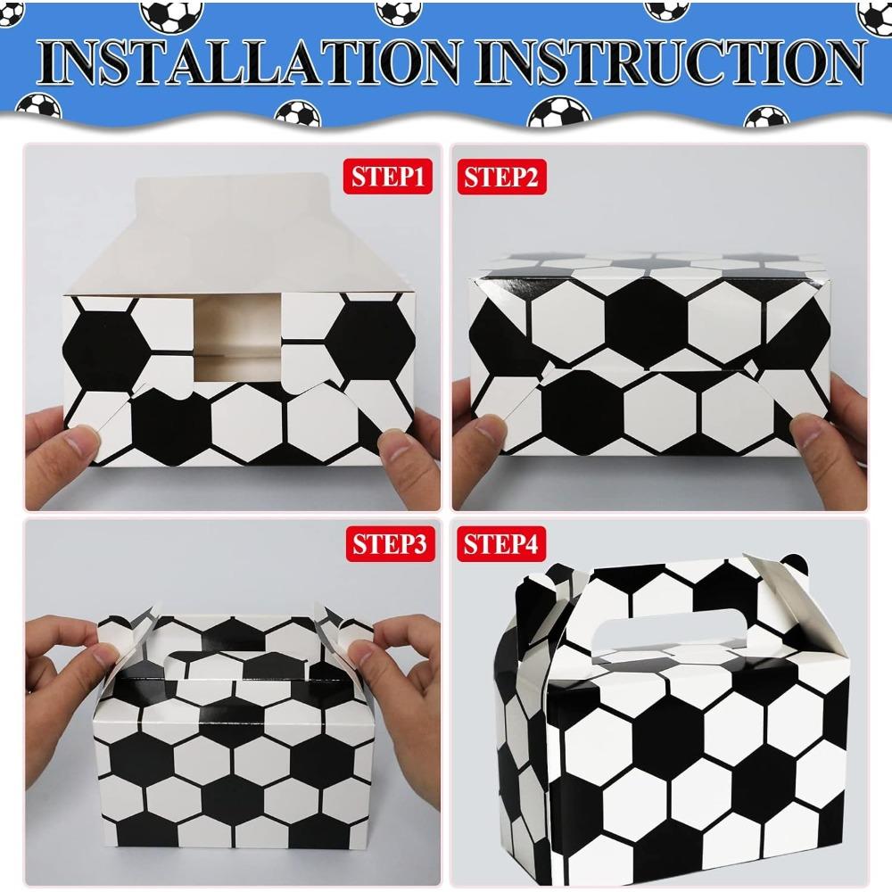 24pcs Soccer Party Favor Box Golden Gift Boxes Treat Boxes for Soccer Birthday Decorations Soccer Team Gift Boxes Sports Themed Treat Boxes