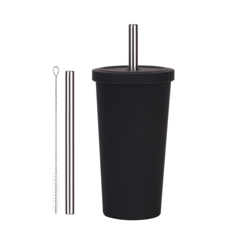 316L Stainless Steel Vacuum Insulated Tumblers With Leak Proof Straw Lid For Office Outdoor Travel Ergonomic Grip Cup