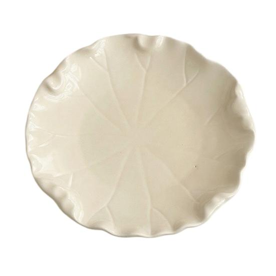 

Ceramic Dessert Plate with Ruffled Edge 6-Inch Creamy Creative Appetizer Dish for Cake Fruit Breakfast Dishwasher Safe Serving Plate for Home Party жёлтый
