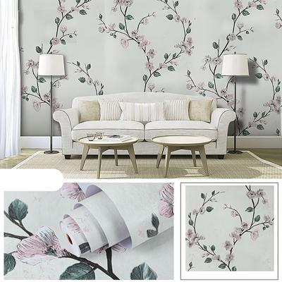 Pflaumenblütenzweig Selbstklebende Tapete 177in x 3937in Vintage Floral Kontaktpapier Abnehmbare Heimdekoration Abziehen&Aufkleben
