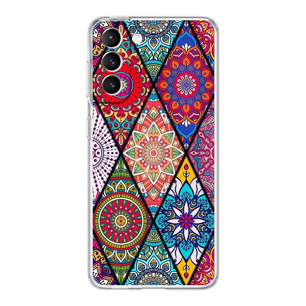 Mandala flower totem Clear Silicone Phone Case For Samsung Galaxy S23 S22 5G S20 Ultra S21 FE 5G S10E S9 S8 S10 Plus Soft Cover