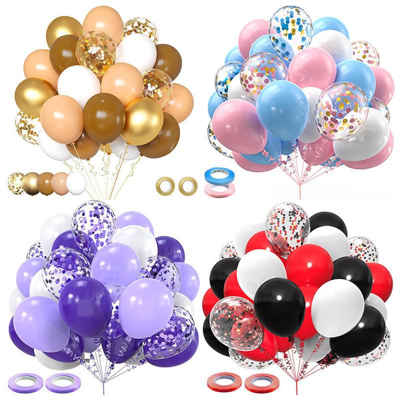 30-Piece Colorful Metal Sequin Balloon Set for Birthday Parties and Ceremonies