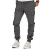 European & American Style Men's Multi-Pocket Drawstring Joggers - Solid Color Casual Sport Pants