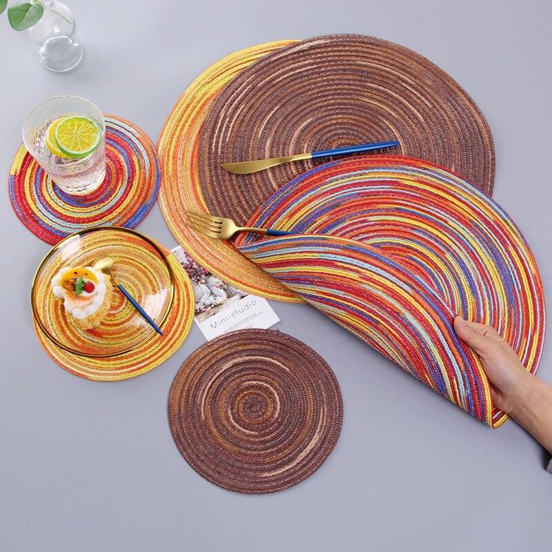 Round Braided Placemat Anti Scald Elegant Beautiful Home Decoration