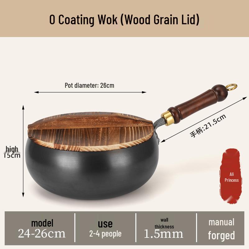 Handmade Non-stick Small Iron Wok - Uncoated Frying Pan