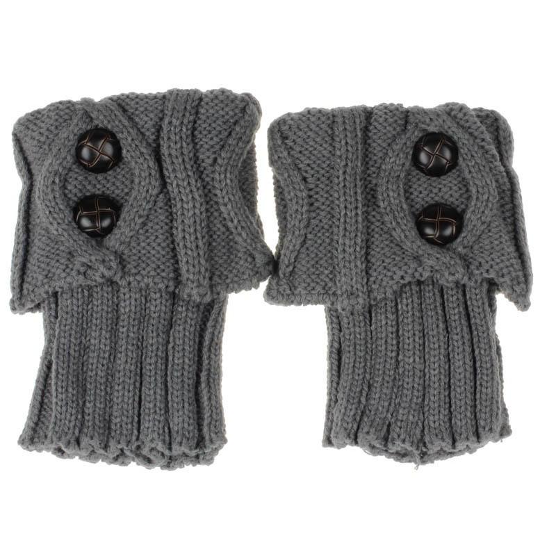 Women's Knitted Woolen Leg Warmers - Short, Diamond Pattern, Turn-Down, 2-Button, Fashionable Boot Covers for Autumn/Winter