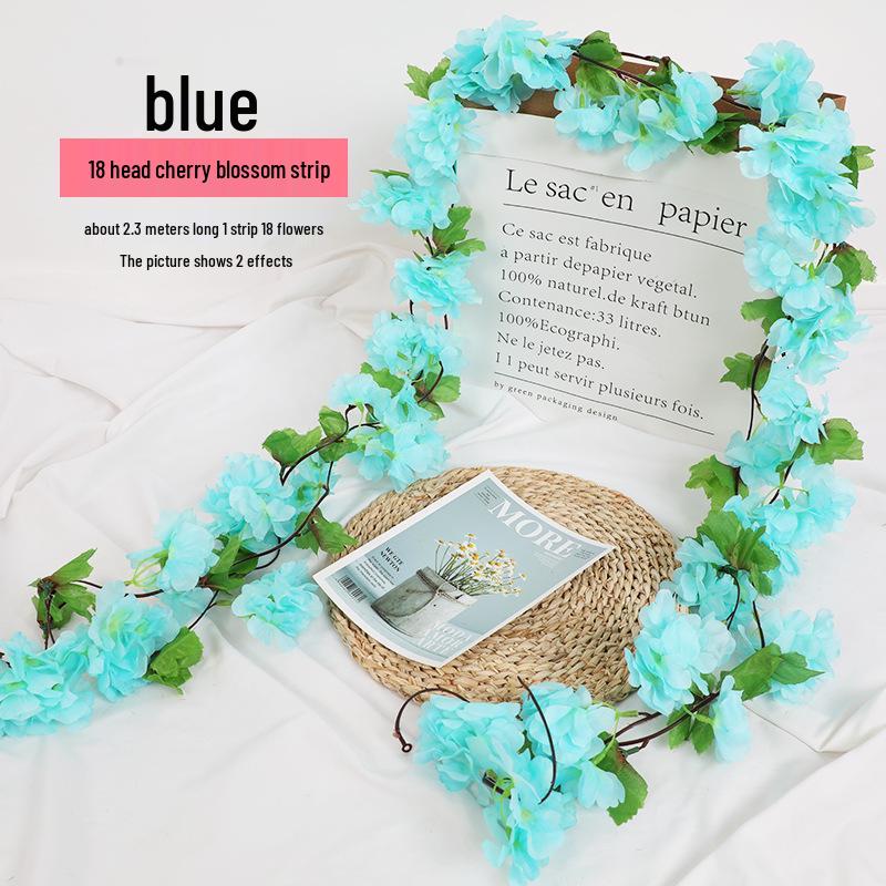 Silk Cherry Blossom Branch Artificial Vine: Floral Decoration for Weddings and Indoor Spaces
