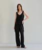 The Ello Airy Linen Blend Elastic Waist Pants (Black)
