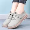Flat-soled Leather Shoes for Women In Spring and Autumn New Elastic Single Shoes Versatile and Fashionable Velcro White Shoes