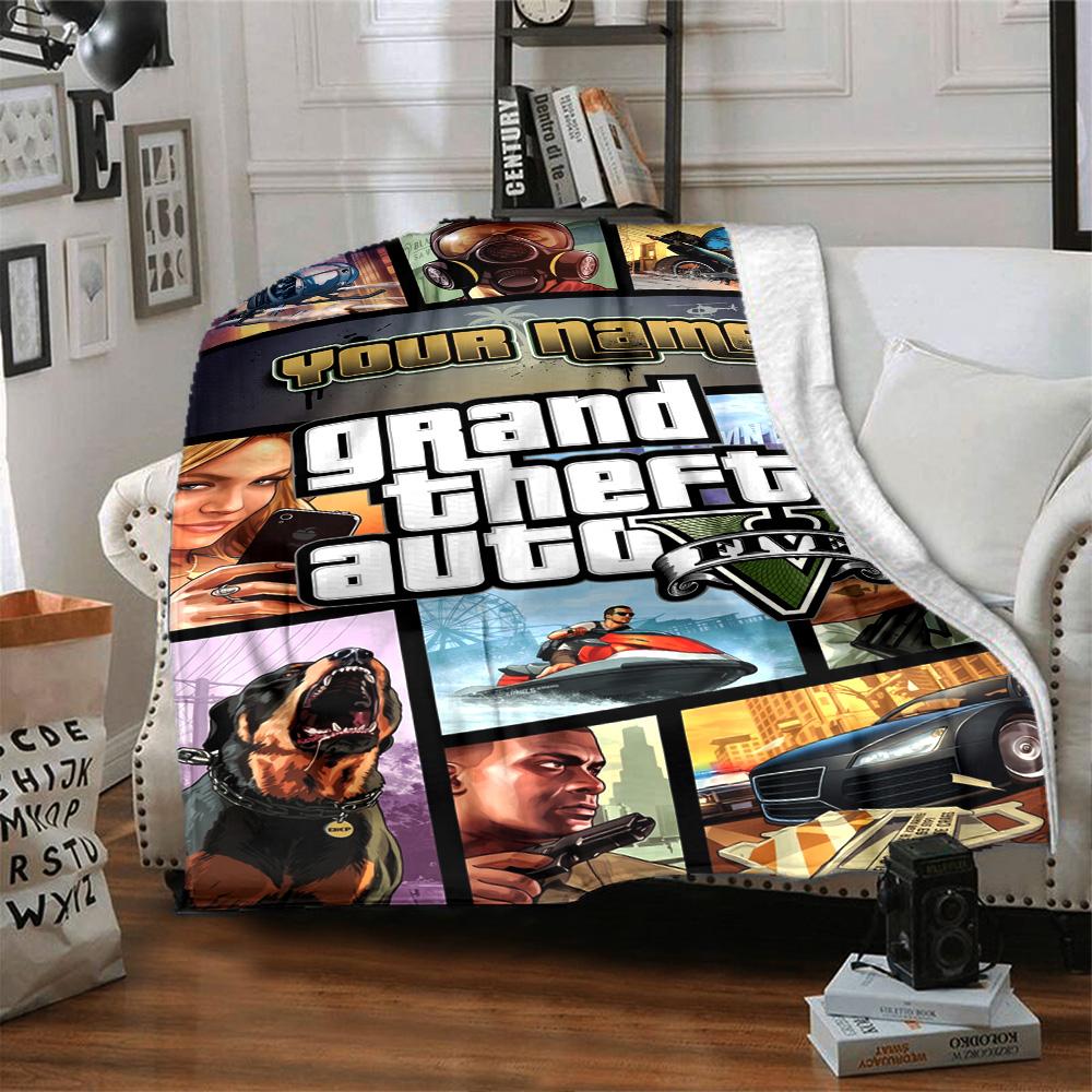 Gta Personalized Name Blanket Multi-purpose Personalized Blanket Soft Warm Cozy Perfect for Livingroom Office Picnics Chair for All Occasions