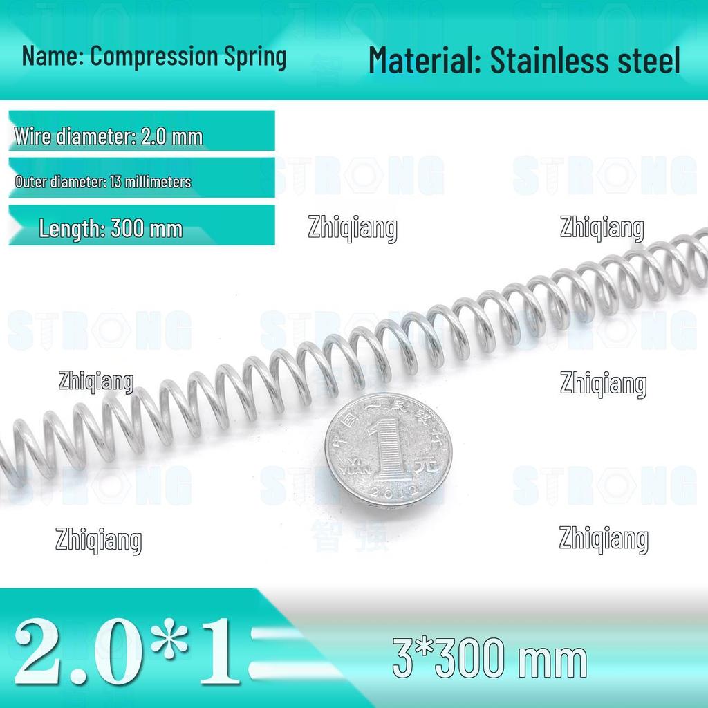 304 Stainless Steel Compression Spring – 300mm Long, High Elasticity, Shock Absorption, Customizable