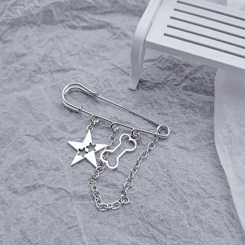 Harajuku Fünfzackiger Stern Serie Brosche Street Fashion Anstecknadel Anzug Accessoires Einfache Schuhschnalle Ketten Anstecknadel