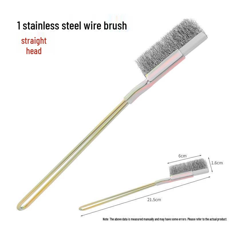 Long-Handled Stainless Steel & Copper Wire Brush for Rust and Groove Cleaning