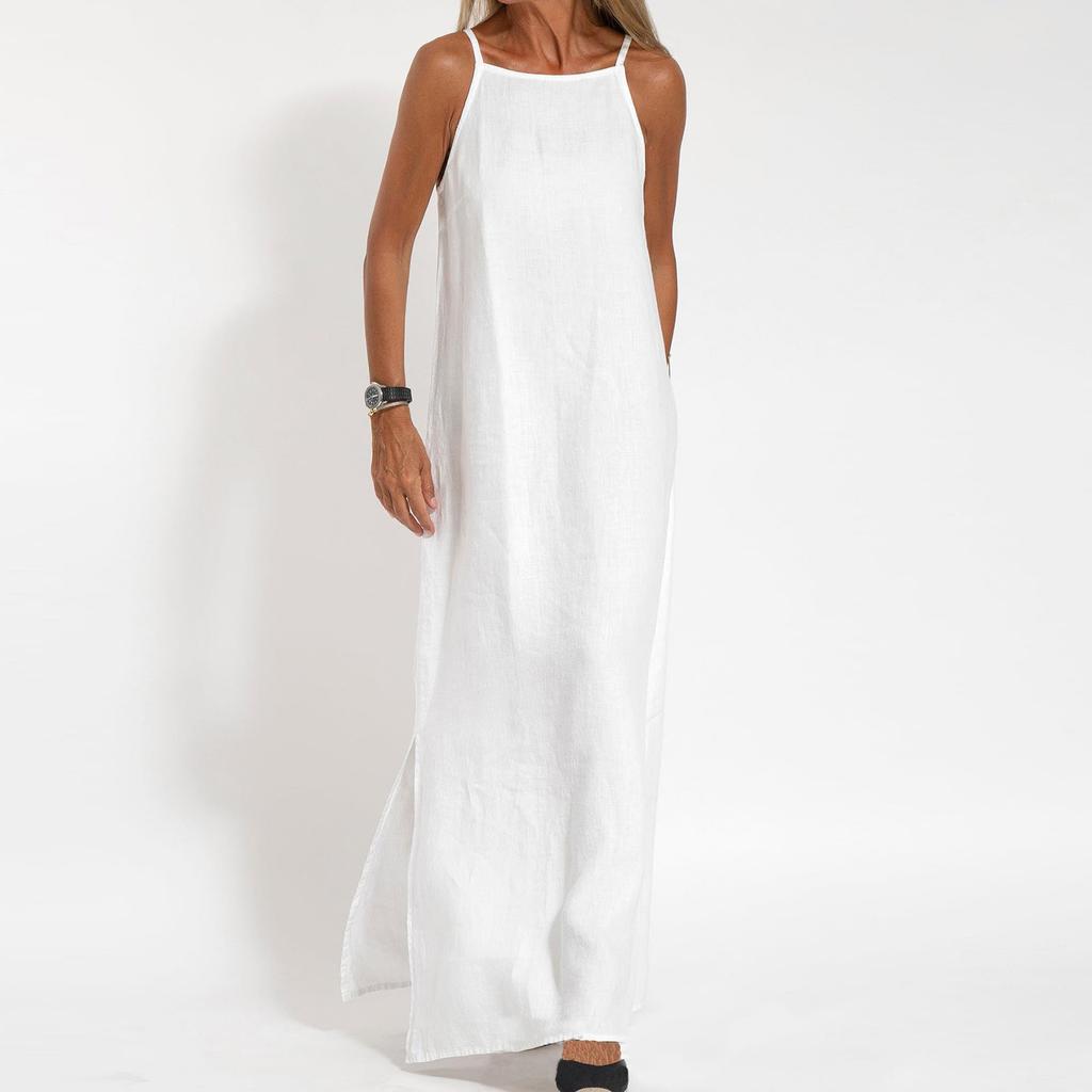 Rochii fără mâneci la modă pentru femei, lejer, bumbac, in și