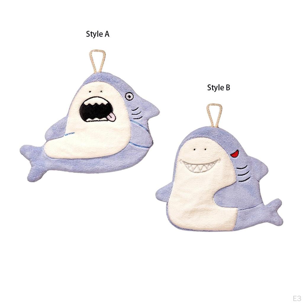 Cartoon Microfiber Absorbent Hand Towels with Hanging Loop for Kids Toddler Children