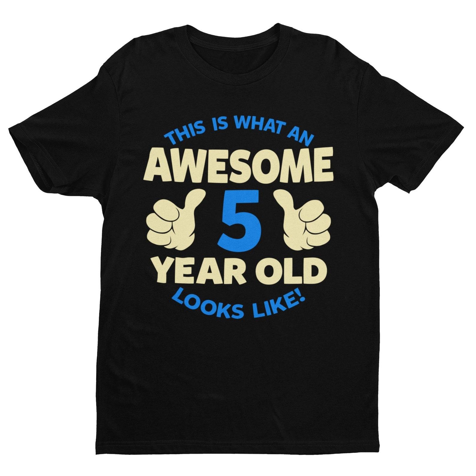 Awesome 5 Year Old T-Shirt - Boys Fifth Birthday Gift S