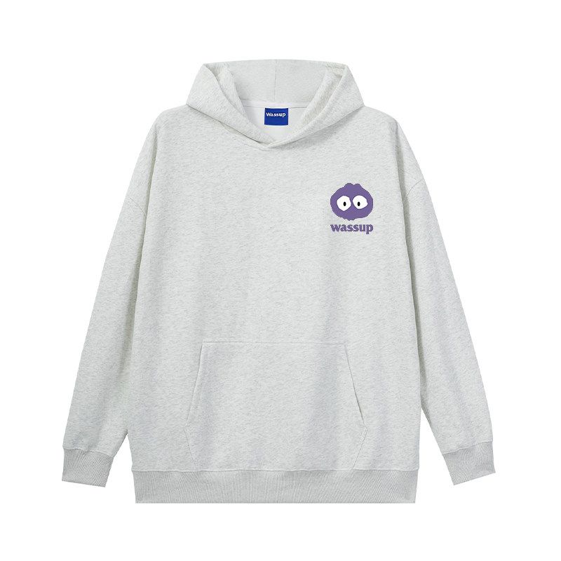 

Wassup Little Monster American-Style Heavyweight Hoodie for Women, New Autumn and Winter Trendy Brand Loose Casual Gray Top Off-White Grey (Premium Essential) L