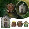 Engraved Design Lawn Ornament Decoration Wooden Yard Art Miniature Fairy Gnome Fairy Door Windows Door Figurines Garden Decor
