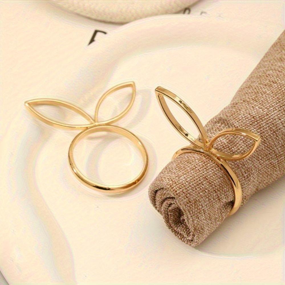 4Pcs Rabbit Ears Napkin Rings Bunny Head Napkin Holder Rings Buckles for Easter Holiday Wedding Party Dinning Table Decoration
