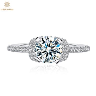 Classic Elegant 100% 925 Sterling Silver Round Cut 6.5 MM 1CT 3EX VVS1 D Color Real Moissanite Diamonds Women Ring Wedding Engagement Jewelry