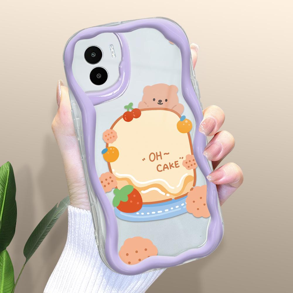 

Милый мультяшный узор, кремовая текстура, мягкий силиконовый чехол с волнистыми краями, чехол для телефона Xiaomi Redmi Redmi 14C прозрачный