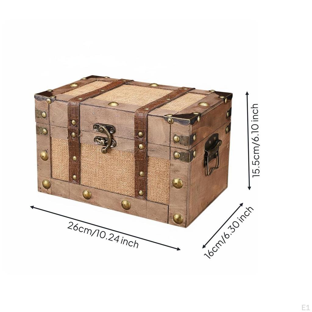 Wooden Treasure Chest Antique Finish Box Vintage Style Decorative for