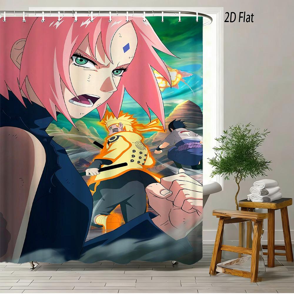

2D Flat Naruto Anime Itachi Uchiha Sharingan Akatsuki Cloak Print Waterproof Shower Curtain For Bathroom Decor W60H190(CM)-1 Pcs